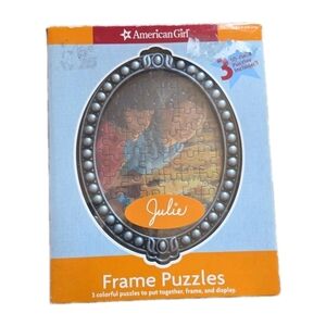 AMERICAN GIRL New Julie Puzzles set of 3 Colorful 50 Piece Framed Puzzles  NWOT
